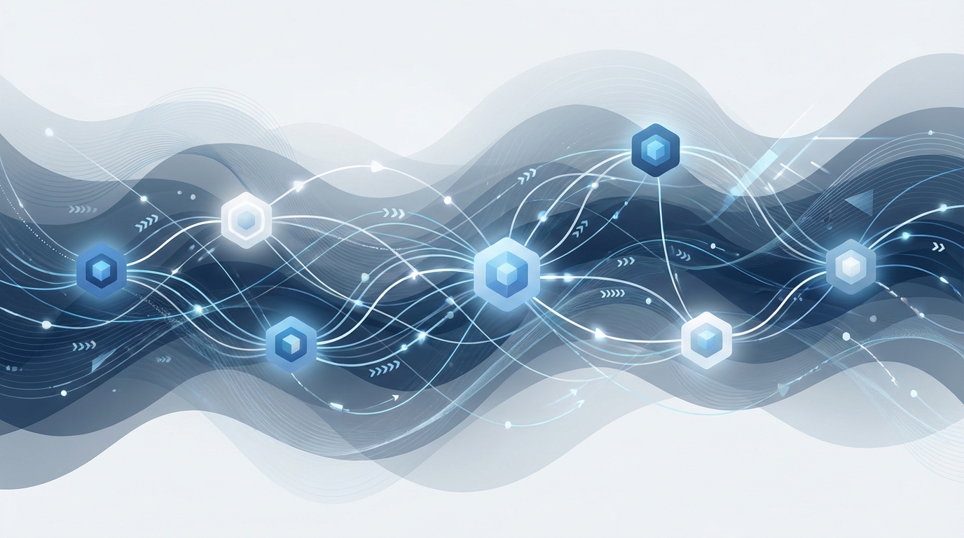 Abstract illustration of algorithmic collusion, showing interconnected digital nodes synchronizing within a market setting, symbolizing coordinated pricing.