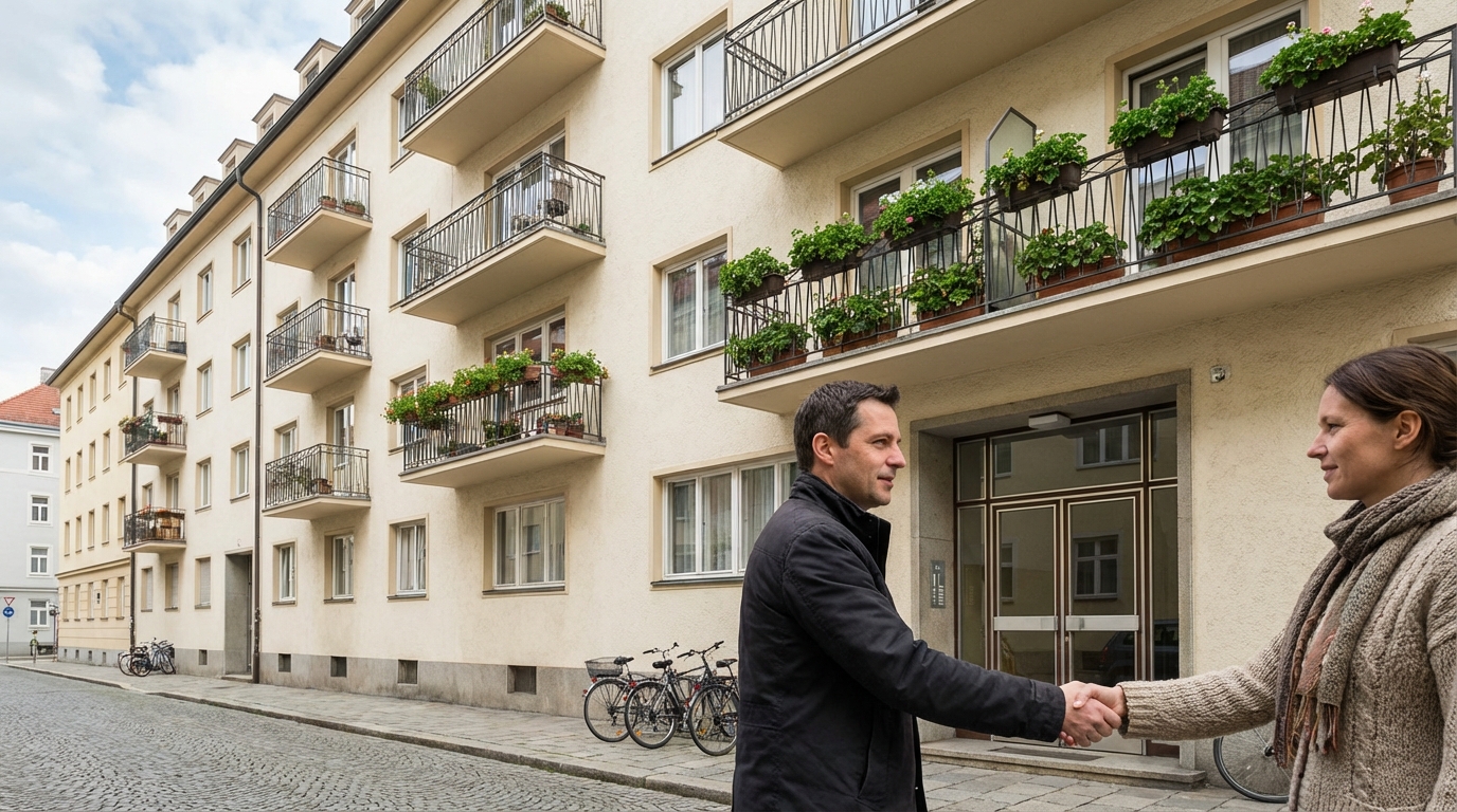 A typical Austrian apartment building, representing rental housing.