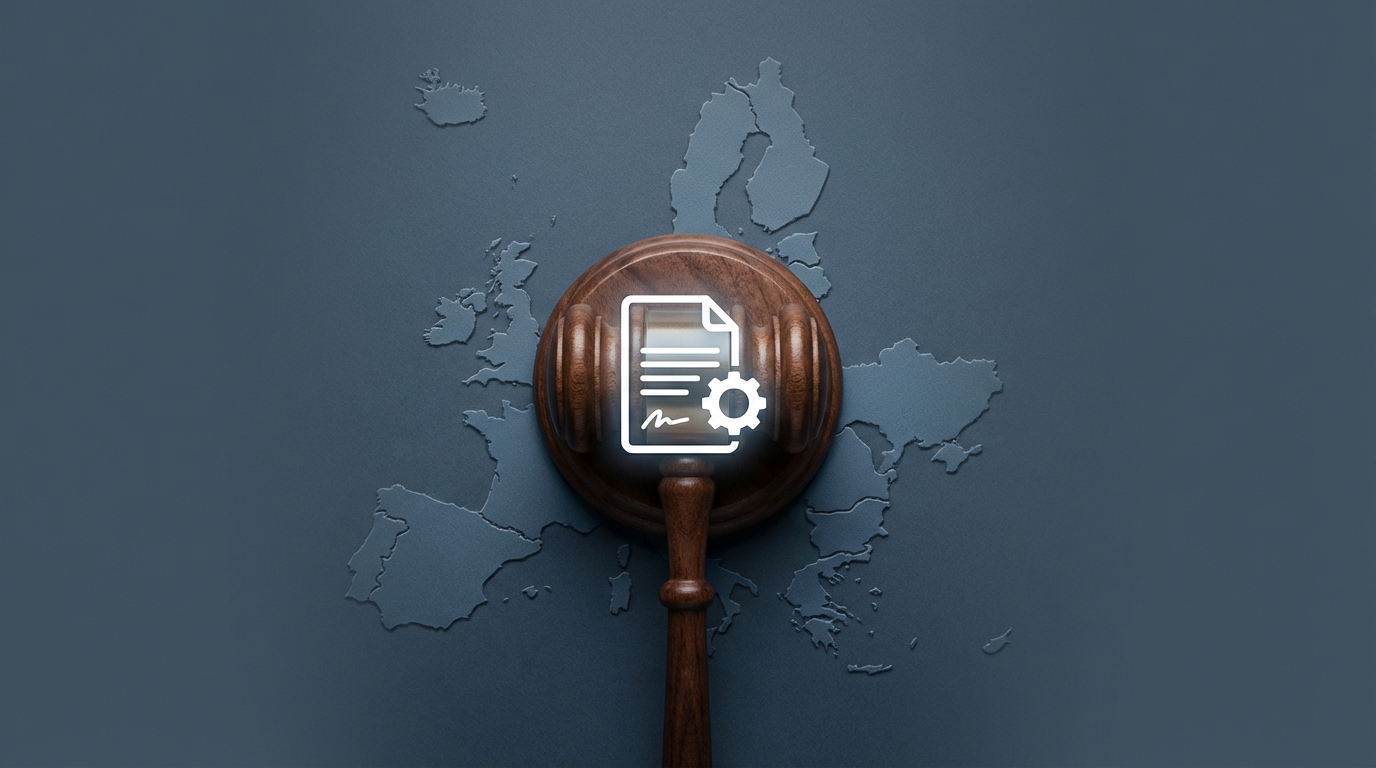 A court gavel symbolizing legal enforcement, set against a backdrop of the European Union map, with a patent icon glowing on top, representing the Unified Patent Court's role in cross-border patent protection.