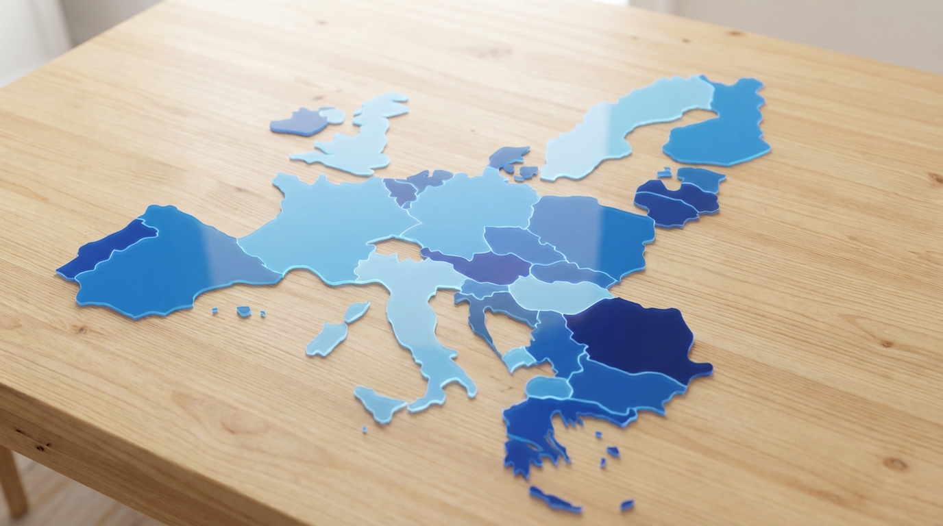 A map of the European Union with member states shown in different colors to symbolize the varying levels of GDPR enforcement across the region.