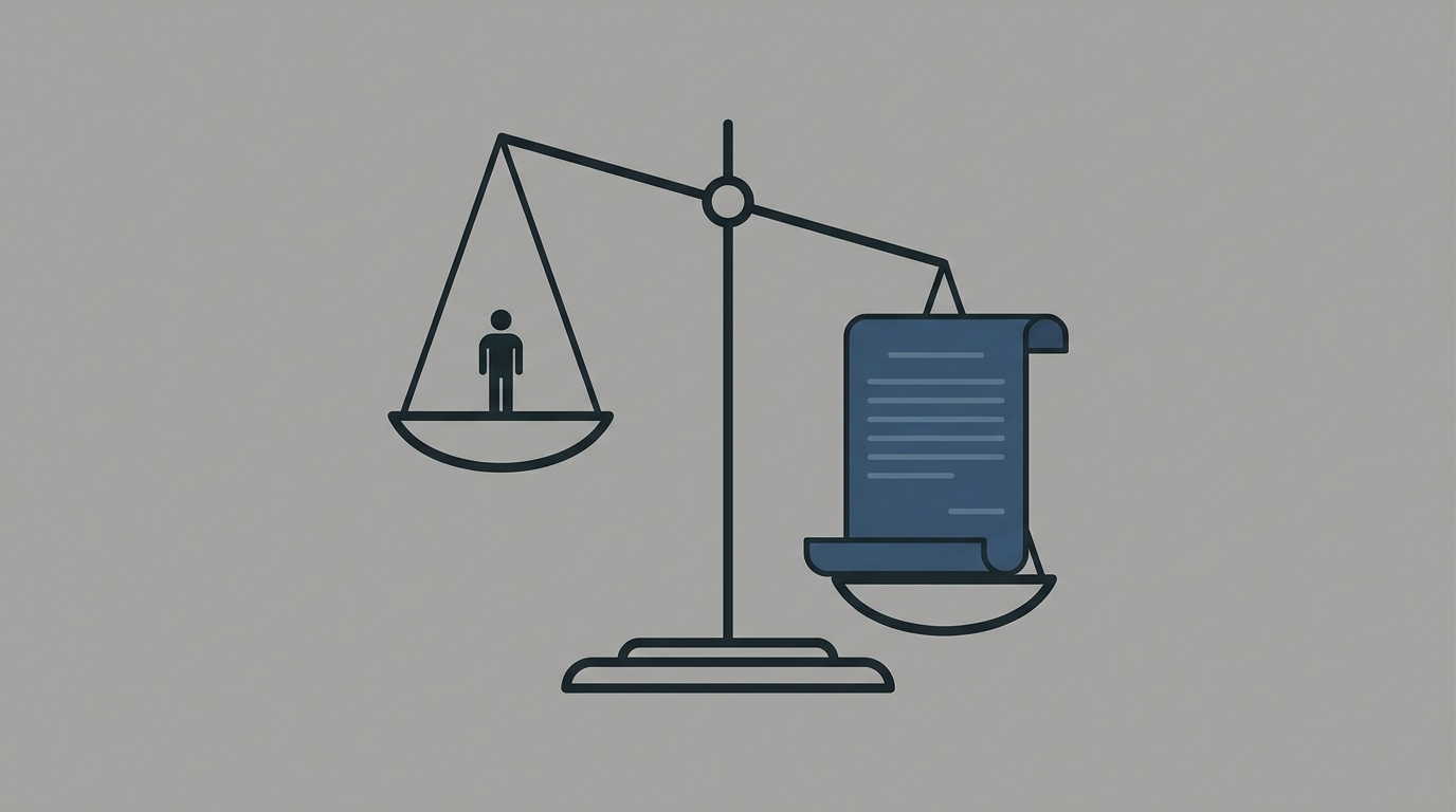 An unbalanced scale of justice, symbolizing the inequality in Austrian unfair contract terms.